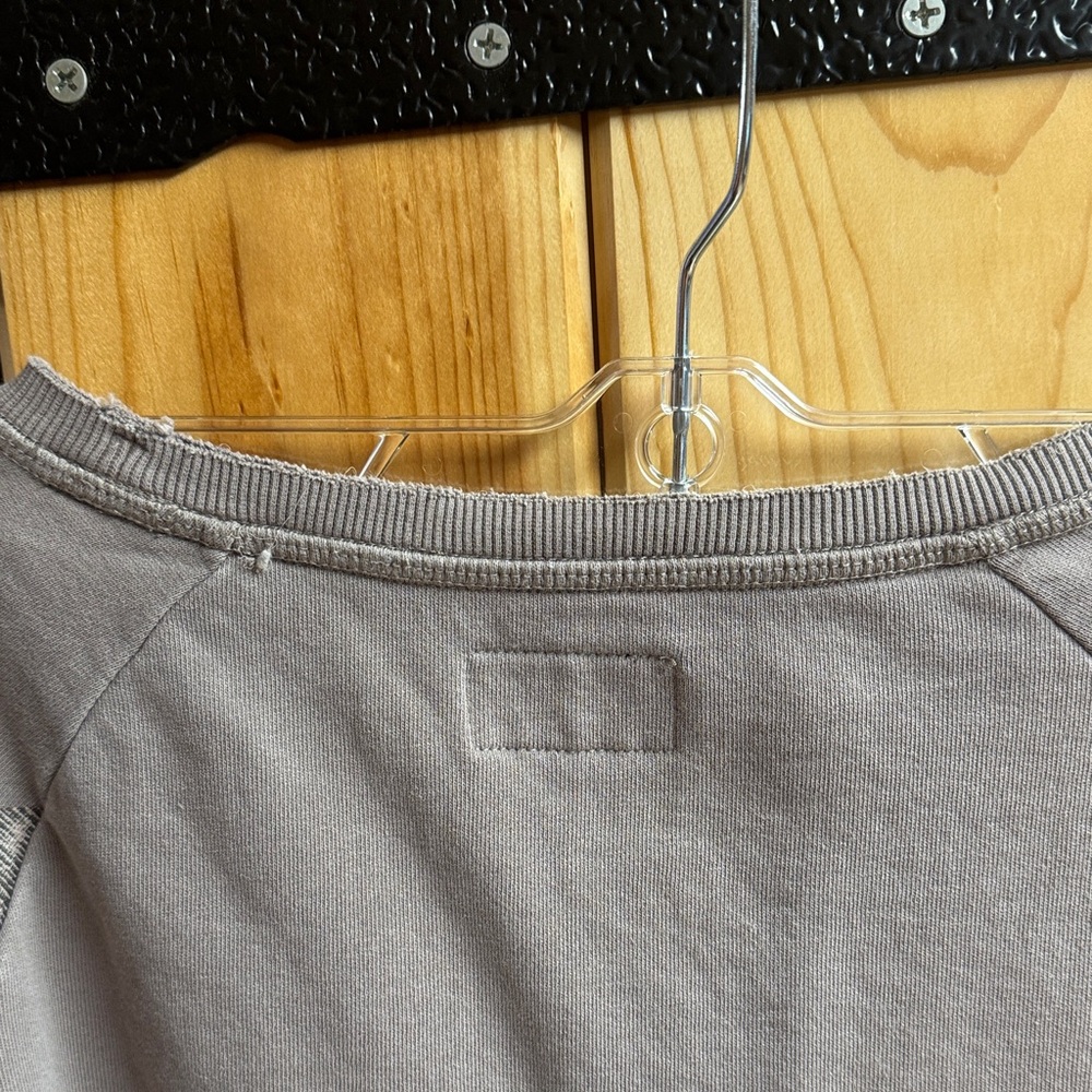 Hooey Taupe Crewneck Sweatshirt with Colorblock Sleeve Accents - Picture 8 of 9